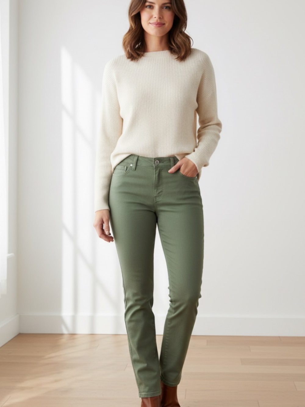 NWT Gloria Vanderbuilt Amanda green slimming jeans.  6a